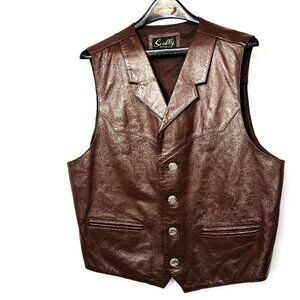 Scully Brown Leather Western Lapel Soft Touch Vest
